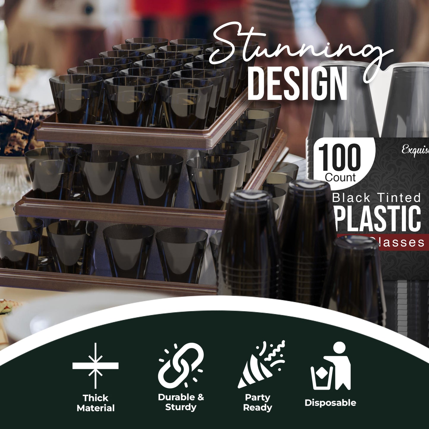2 Oz. Smokey Plastic Shot Glasses | 100 Count