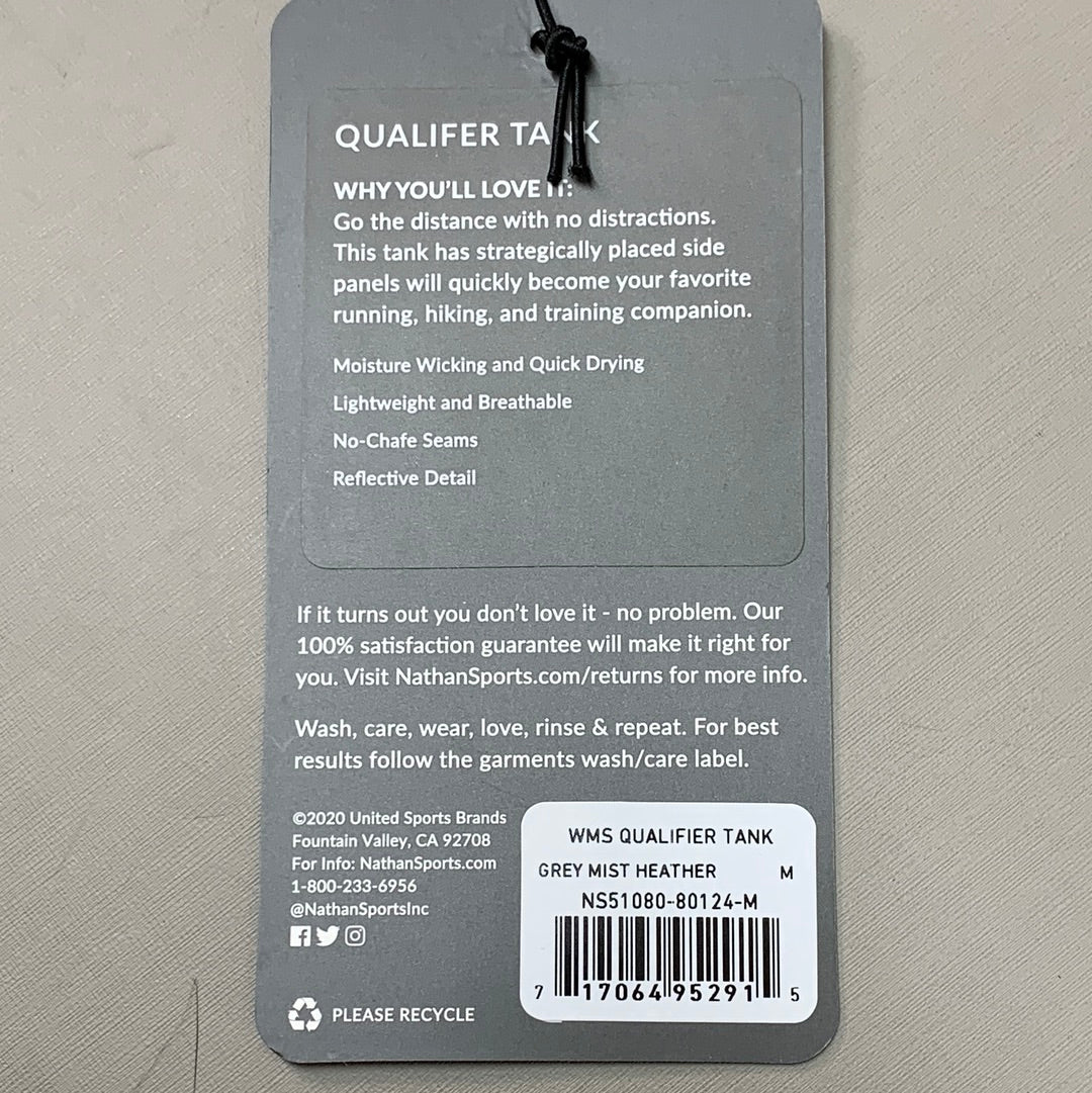NATHAN Qualifier Tank Women's Sz M Grey Mist Heather NS51080-80124-M (New)