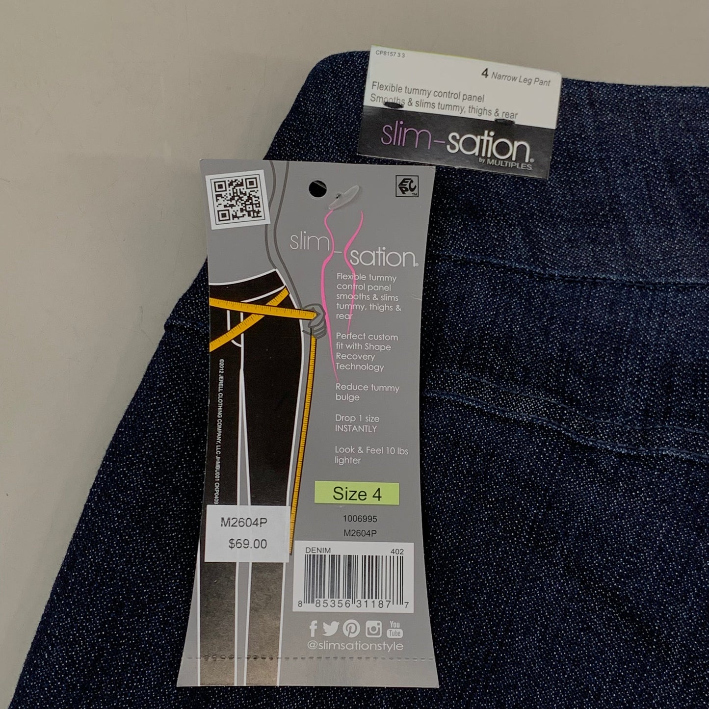 MULTIPLES Narrow Leg Pant Petite Women's Sz 4 Denim M2604P