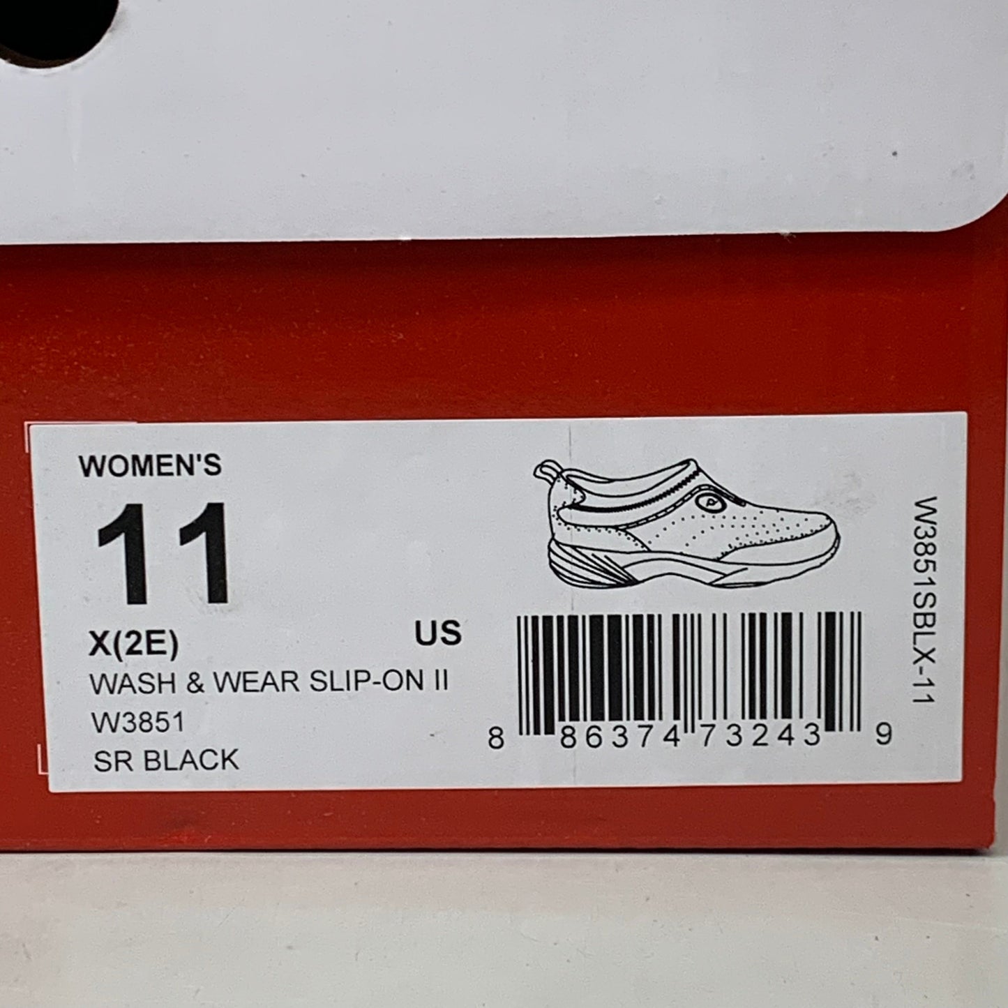 PROPET Wash & Wear Slip-On II Shoes X(2E) Women's SZ 11 SR Black W3851SBLX-11
