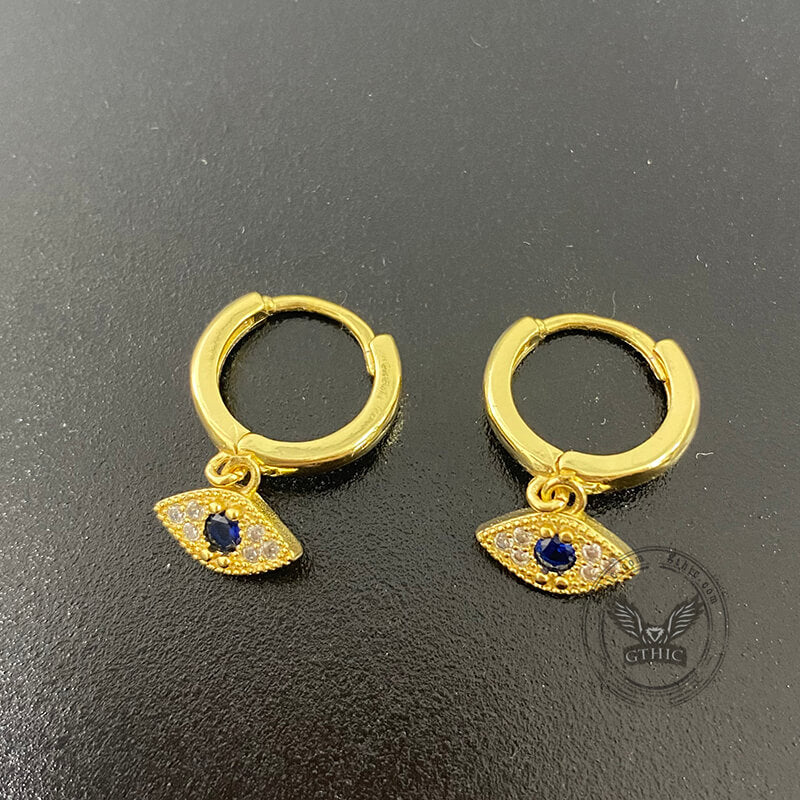 6 Pairs Gold Evil Eye Stainless Steel Earrings