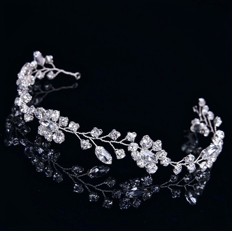 Ellie - Crystal Bridal Headband / Vine