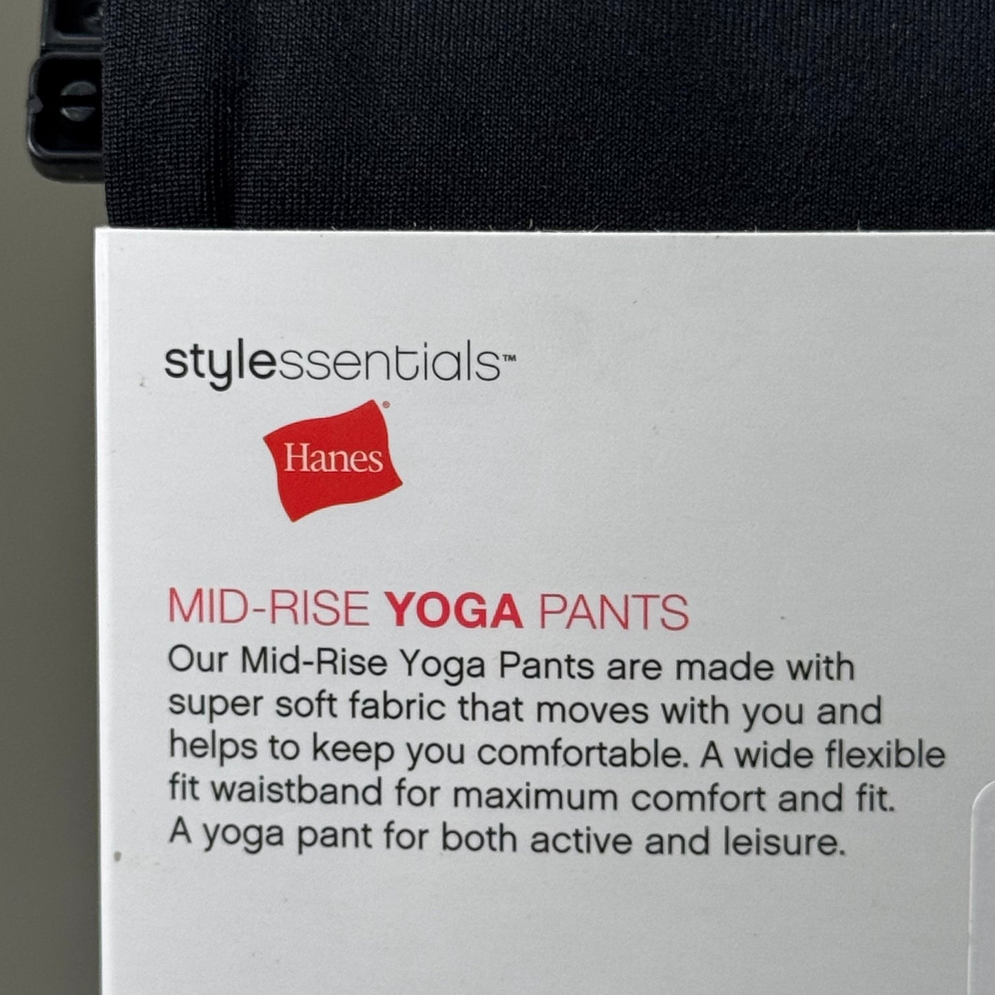 HANES (2 PACK) Mid-Rise Yoga Pants Polyester Spandex Women's Sz L Black 441985