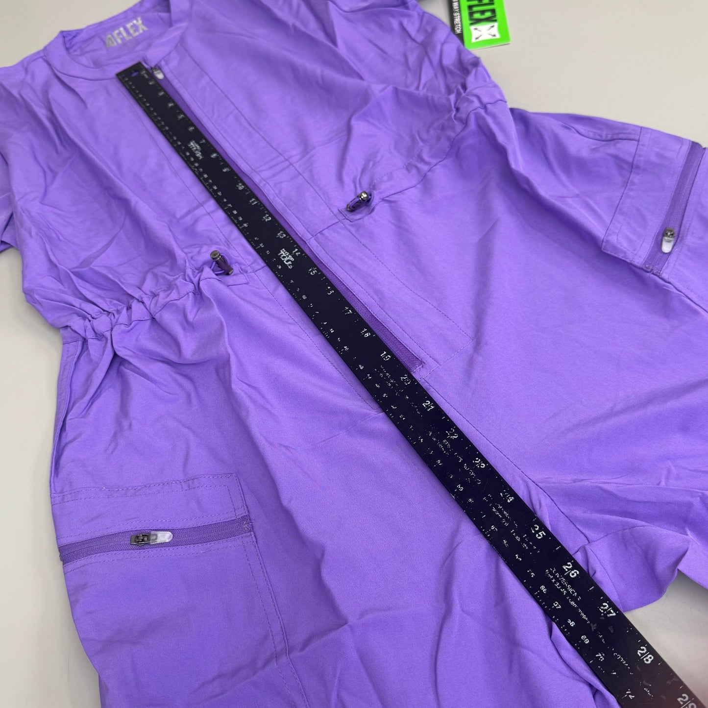 GREEN TOWN 4 Flex Scrubs Jumpsuit Cinch In Waist Women's Sz L Ultra Violet GFX-023AST