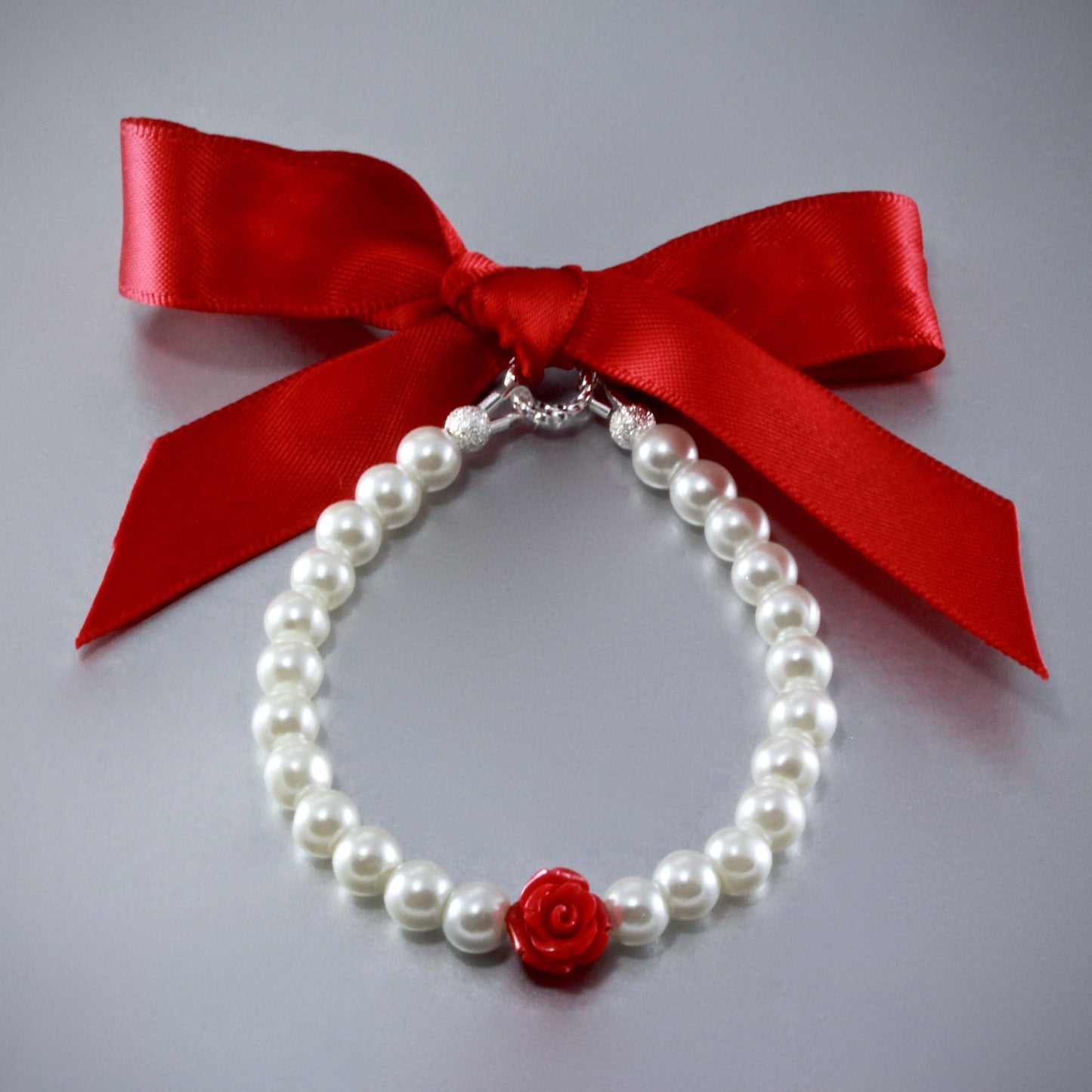 "Isabelle" - Pearl and Rose Flower Girl Necklace, Bracelet and Earrings Set