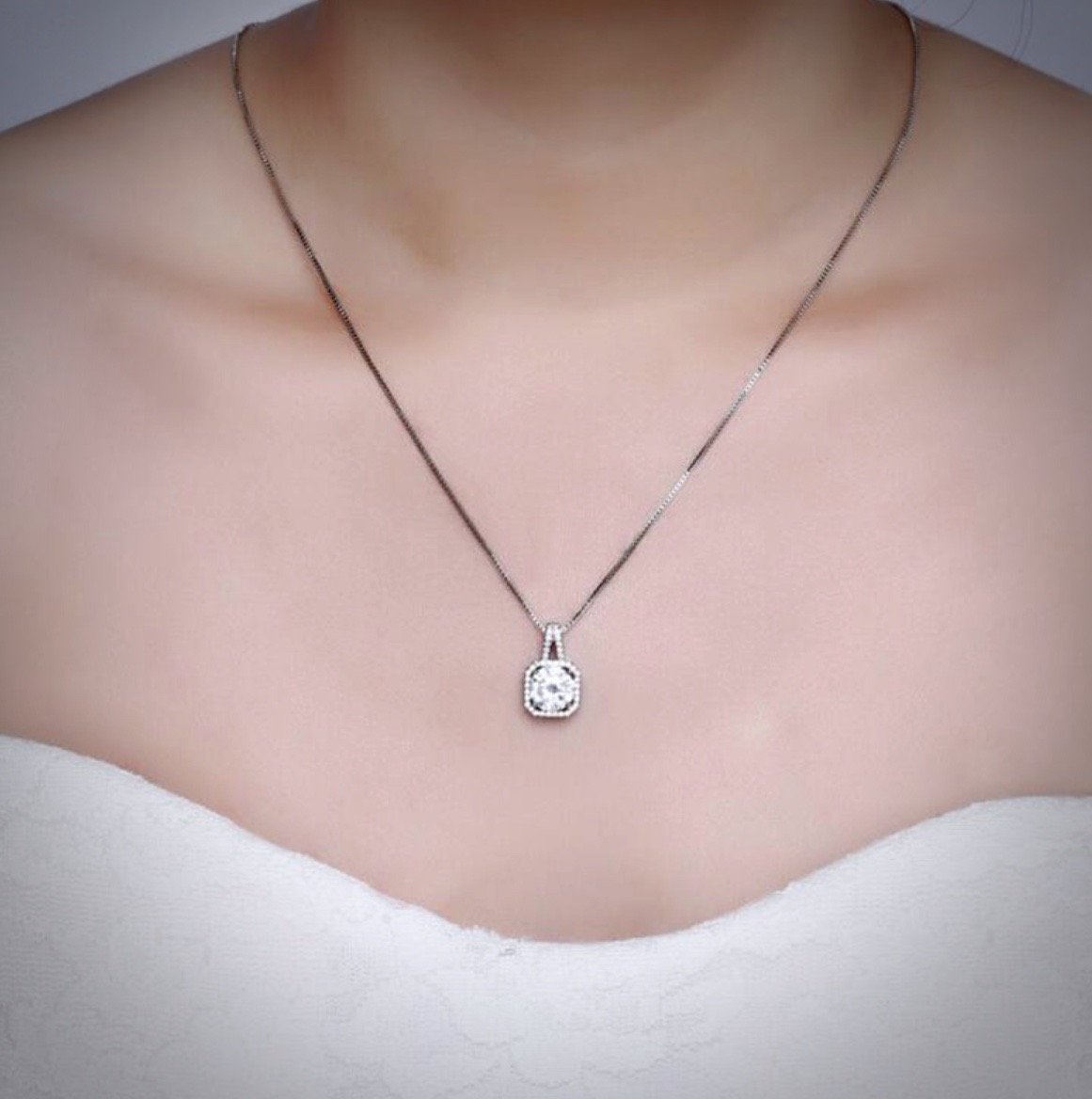 Gio - Sterling Silver CZ Bridal Necklace and Earrings Set