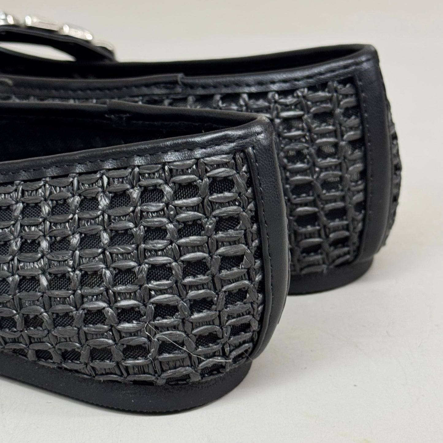 KENNETH COLE New York Zeta Raffia Jewel Jane Flat Women's Sz 11 Black KL25ZMJ01