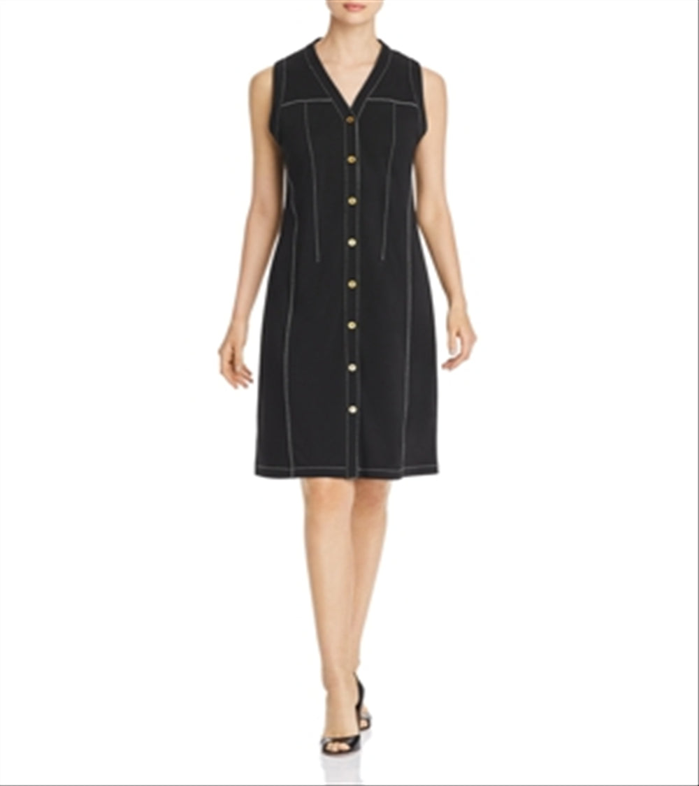 Donna Karan New York Sleeveless Contrast-Stitch Dress