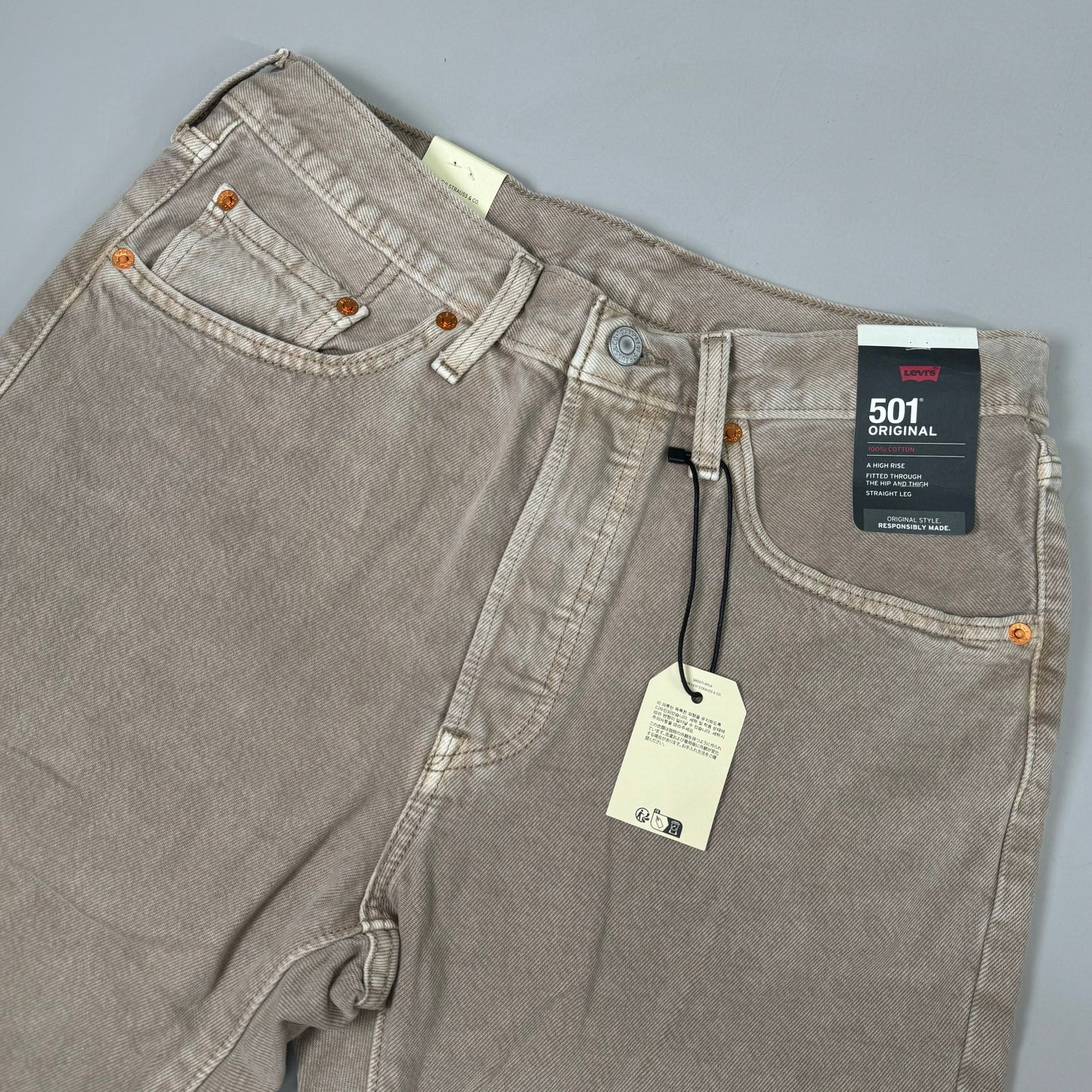 LEVIS 501 Original High Rise Straight Leg Jeans Women's Sz 30x30 Tan 125010525