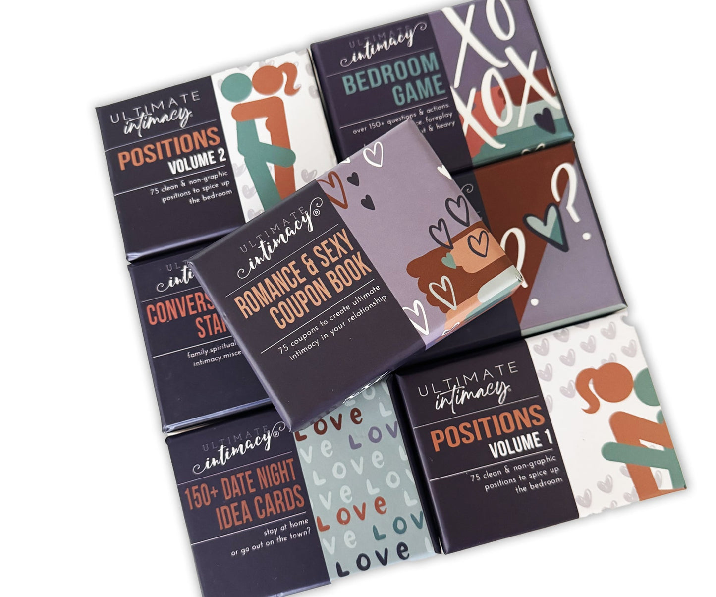 All 7 Card Decks (Positions Volume 1 and 2, Bedroom Game, Conversation Starters, Truth or Dare, Romantic and Sexy Coupons, Date Night Ideas)