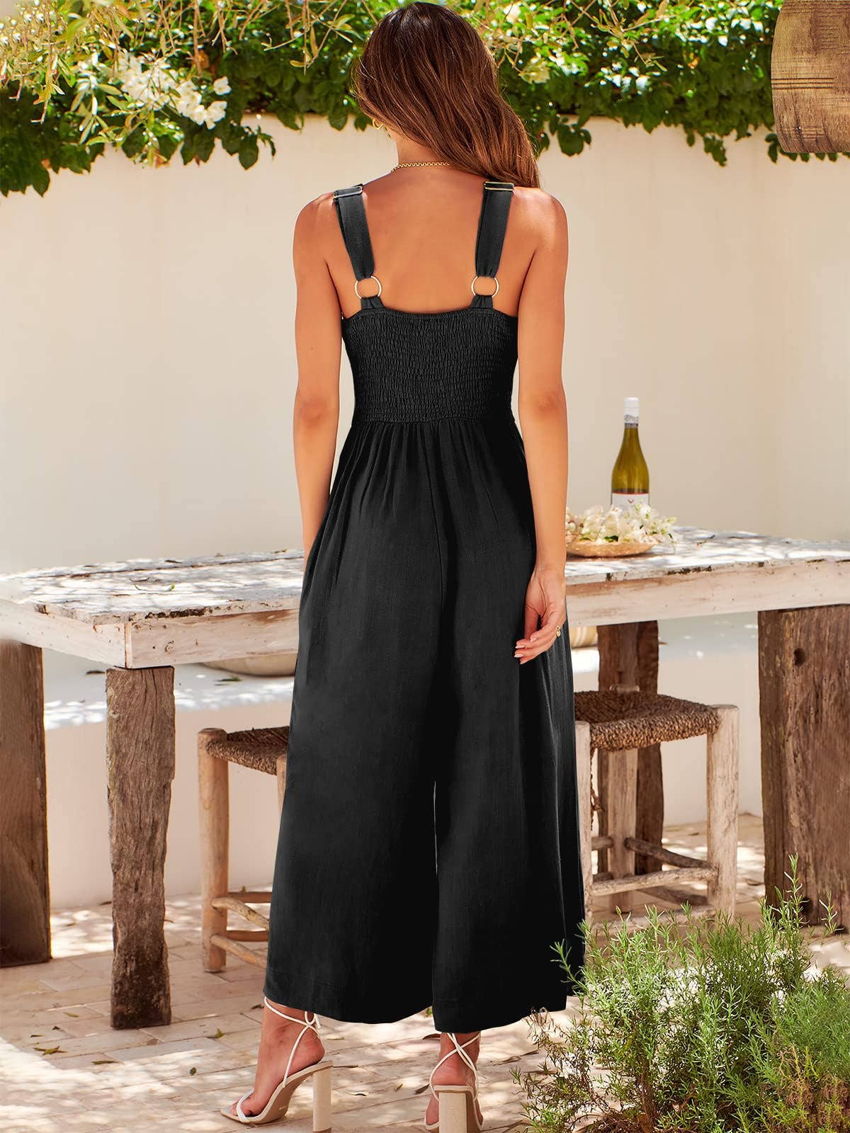 Ladies String Shoulder Overall Sleeveless Jumpsuit 2387