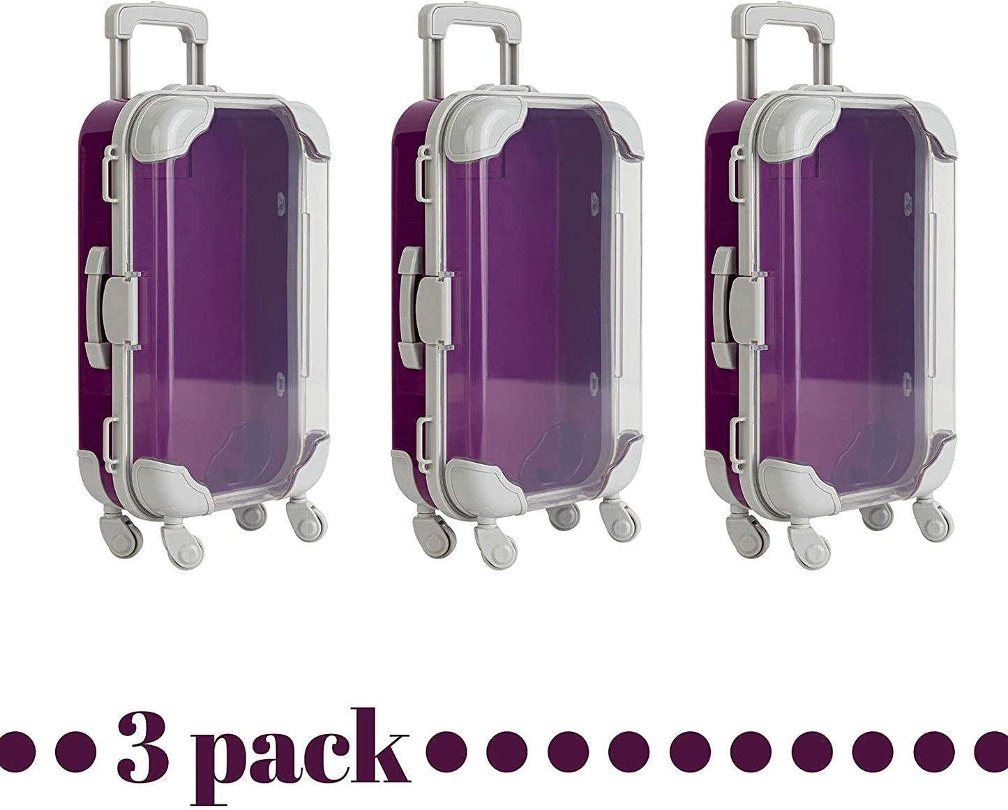 Purple Plastic Suitcase Candy Box 3 Pack 7.5"x5"x2.5"