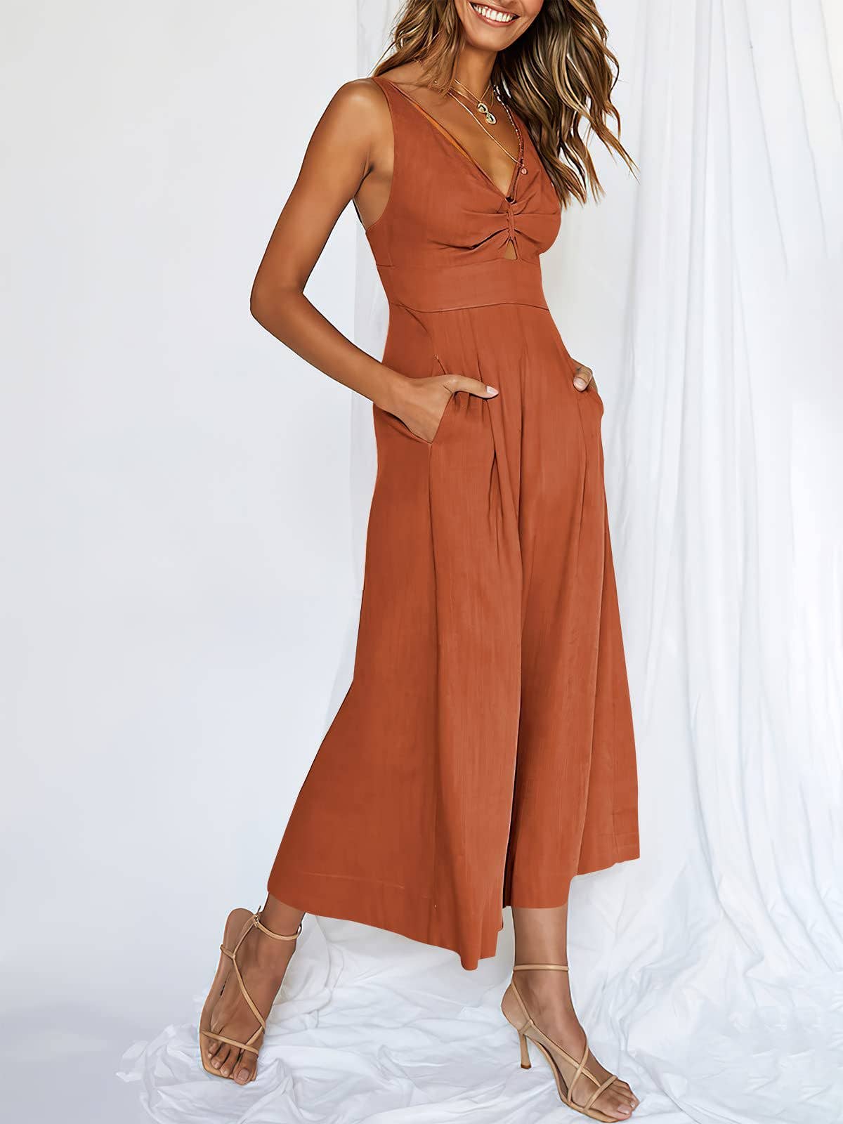 Ladies String Shoulder Overall Sleeveless Jumpsuit 2387