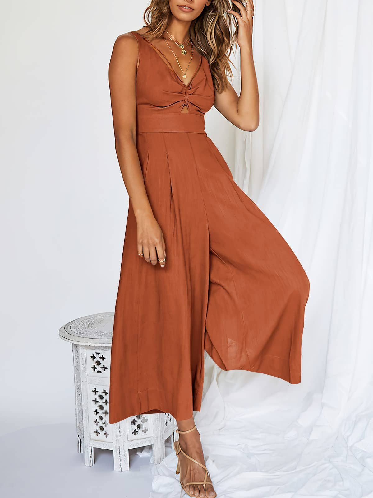 Ladies String Shoulder Overall Sleeveless Jumpsuit 2387