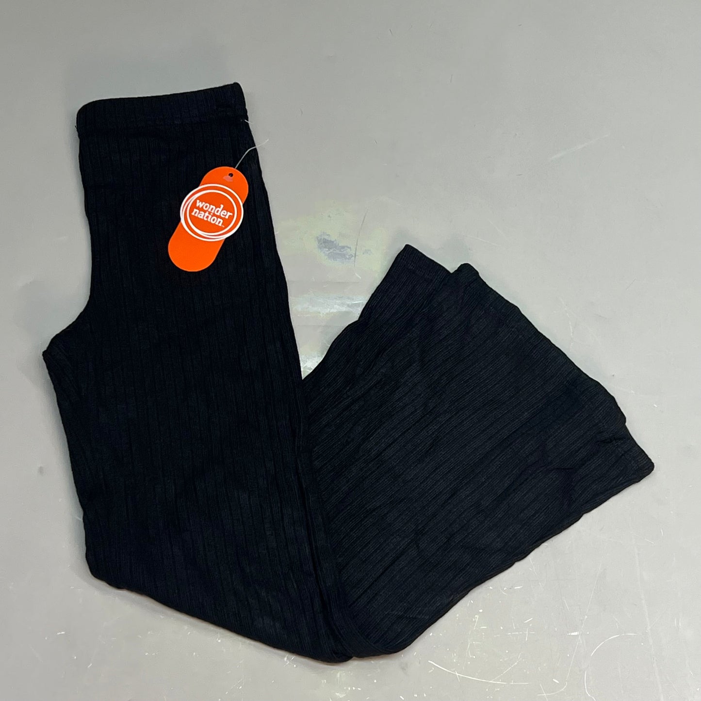 ZA@ WONDER NATION Twin Rib Bottoms Flare Pants Women's Sz S (6-6X) Black Soot