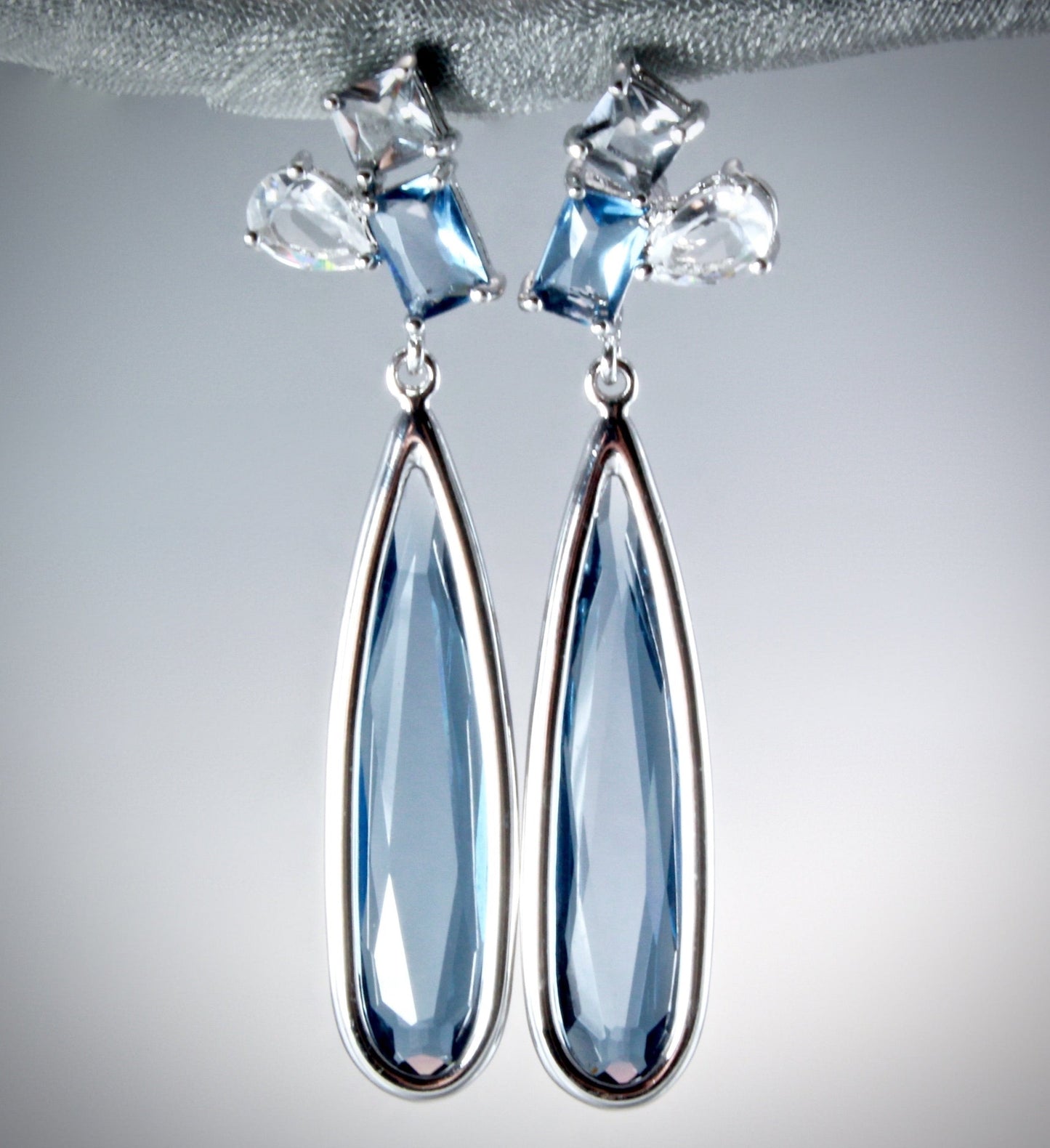 Enya - Blue Marquise Cubic Zirconia Earrings