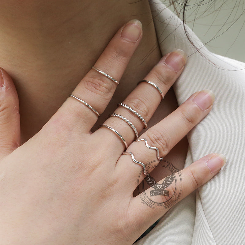 8 Pieces Stainless Steel Minimalist Ring Set