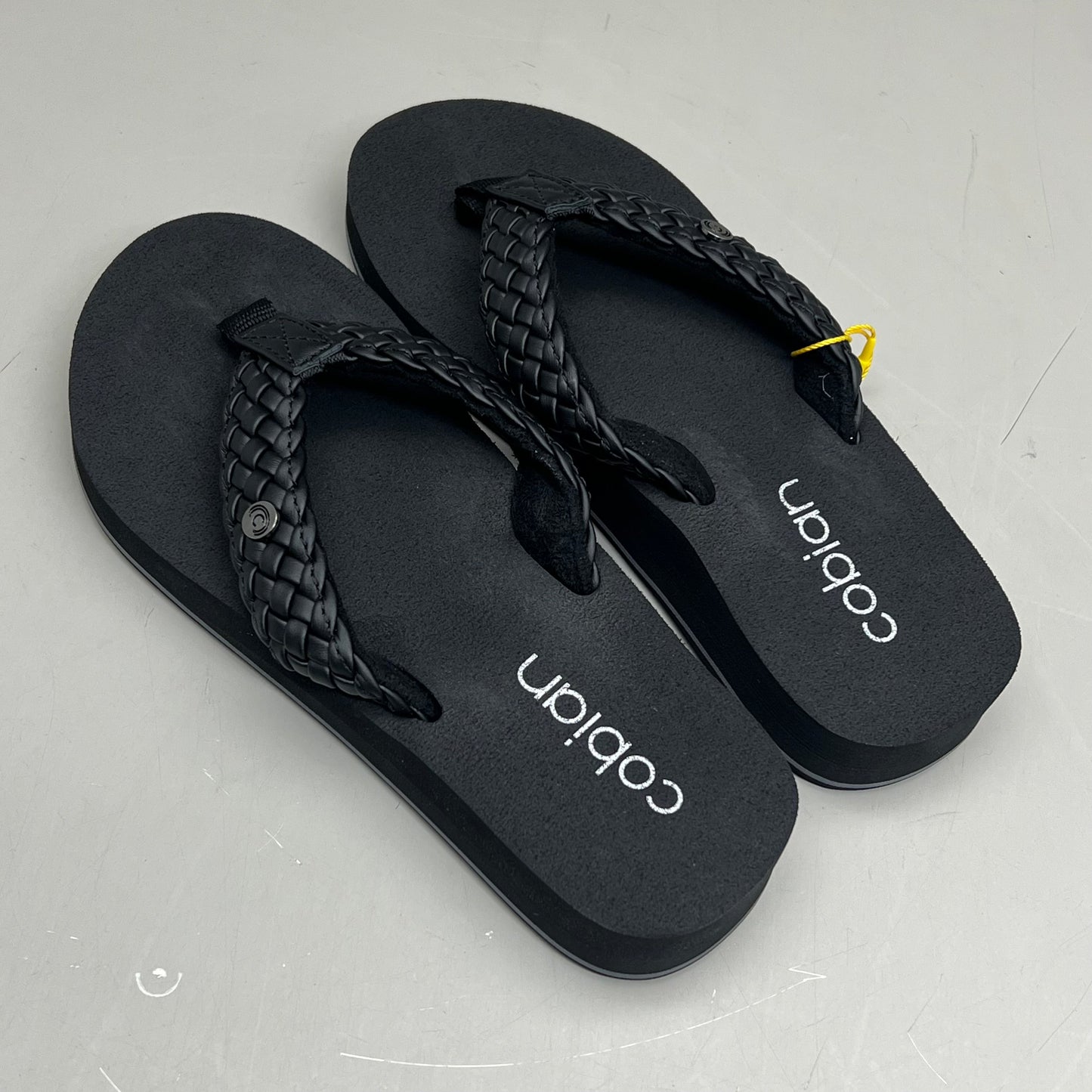 COBIAN Braided Bounce Synthetic Leather Sandals Women's Sz 8 EU 38.5 Black BRB10-001-8