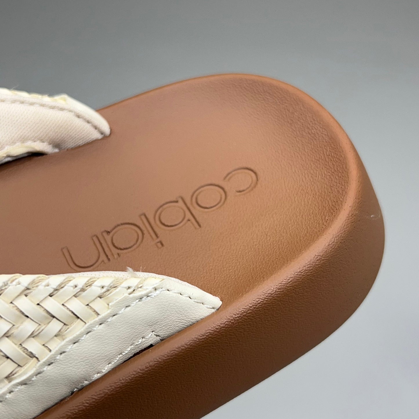 COBIAN Palmilla Braided Synthetic Leather Strap Women's Sz 9 EU 39.5 Cream PAL25-110-9