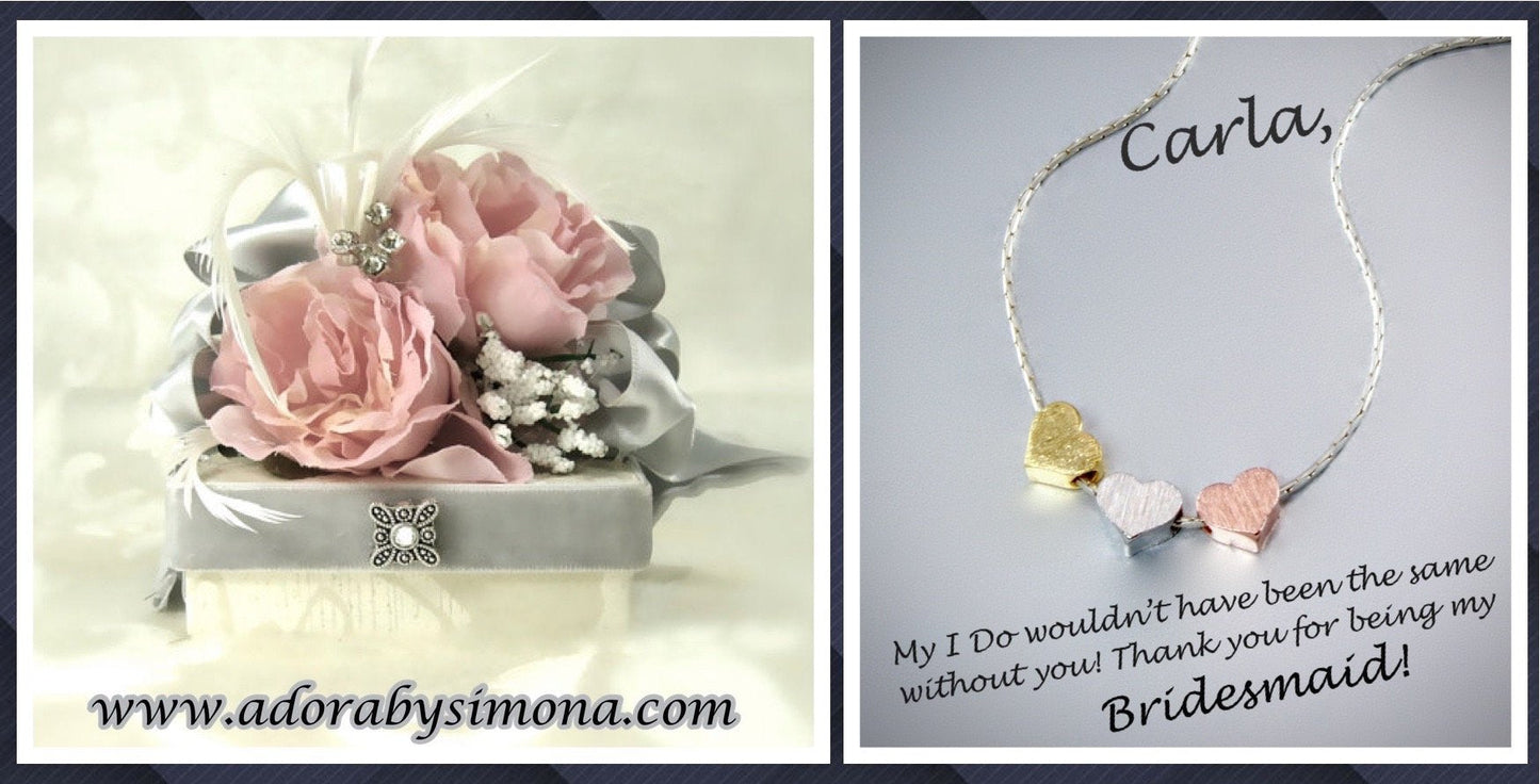 Viola - Mixed Metal Three Hearts Bridesmaids Necklace