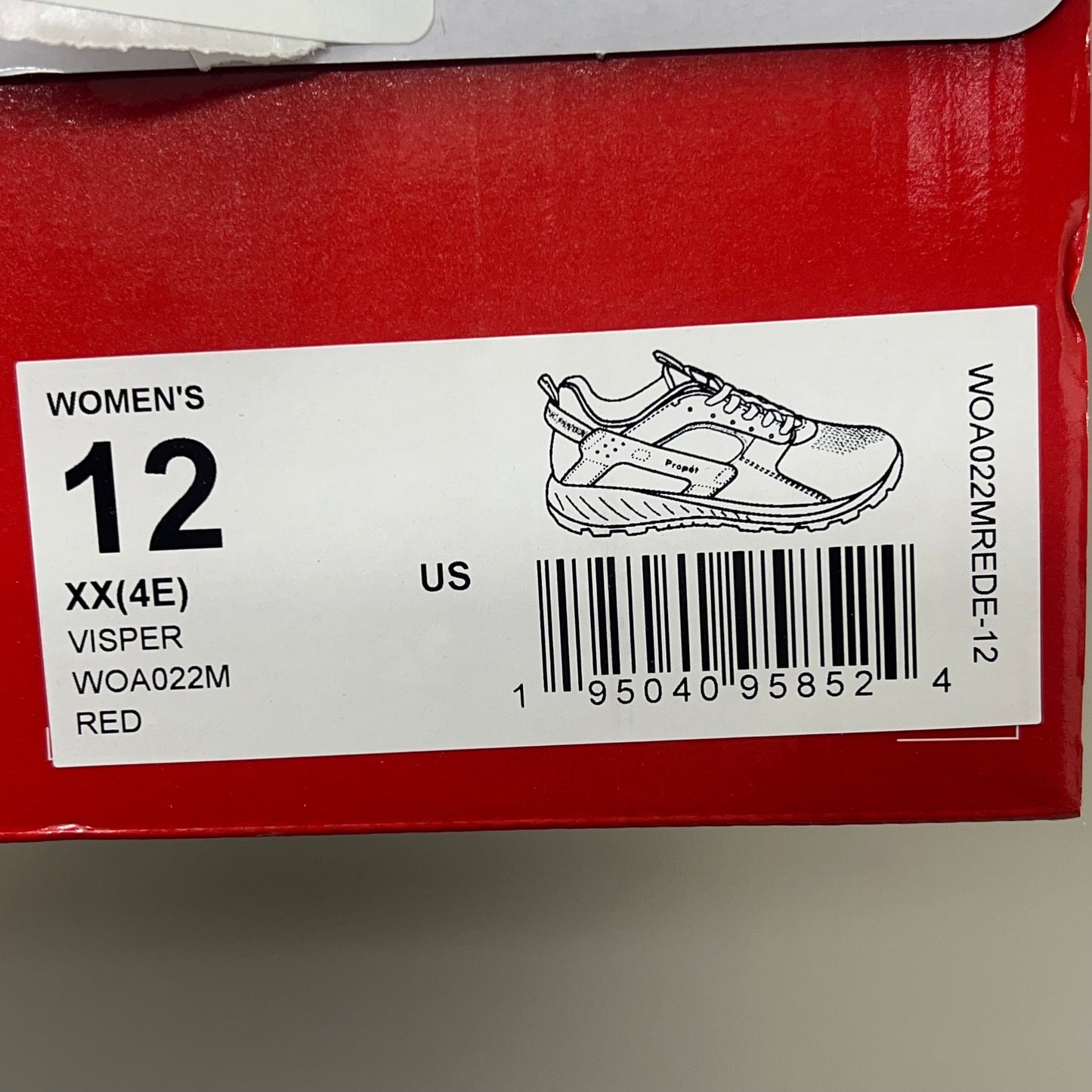 PROPET Visper Diabetic Hiking Sneaker Orthotic Women Sz 12 XX(4E) Red WOA022M