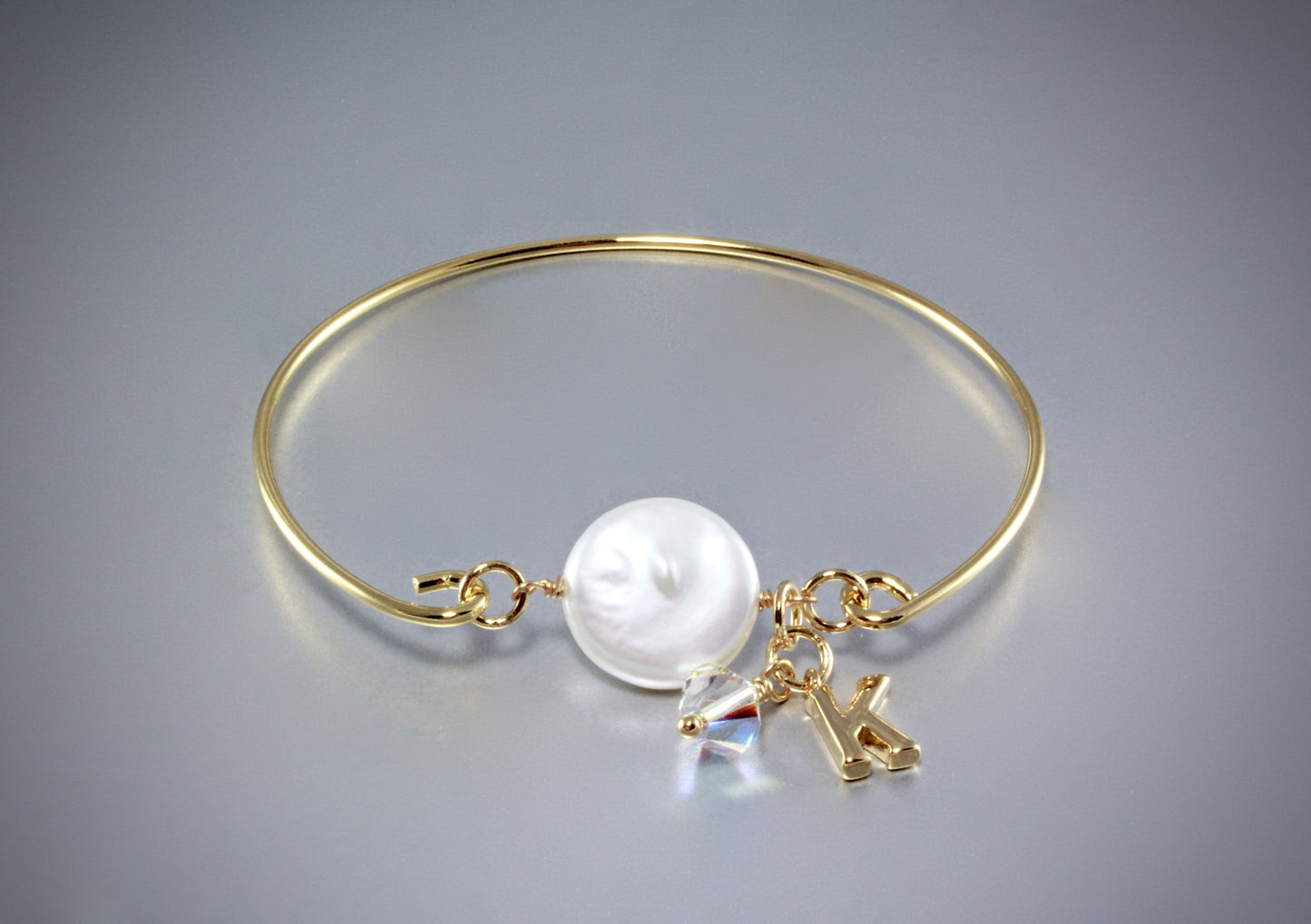 "Audrey" - Freshwater Pearl Gold Personalized Bracelet