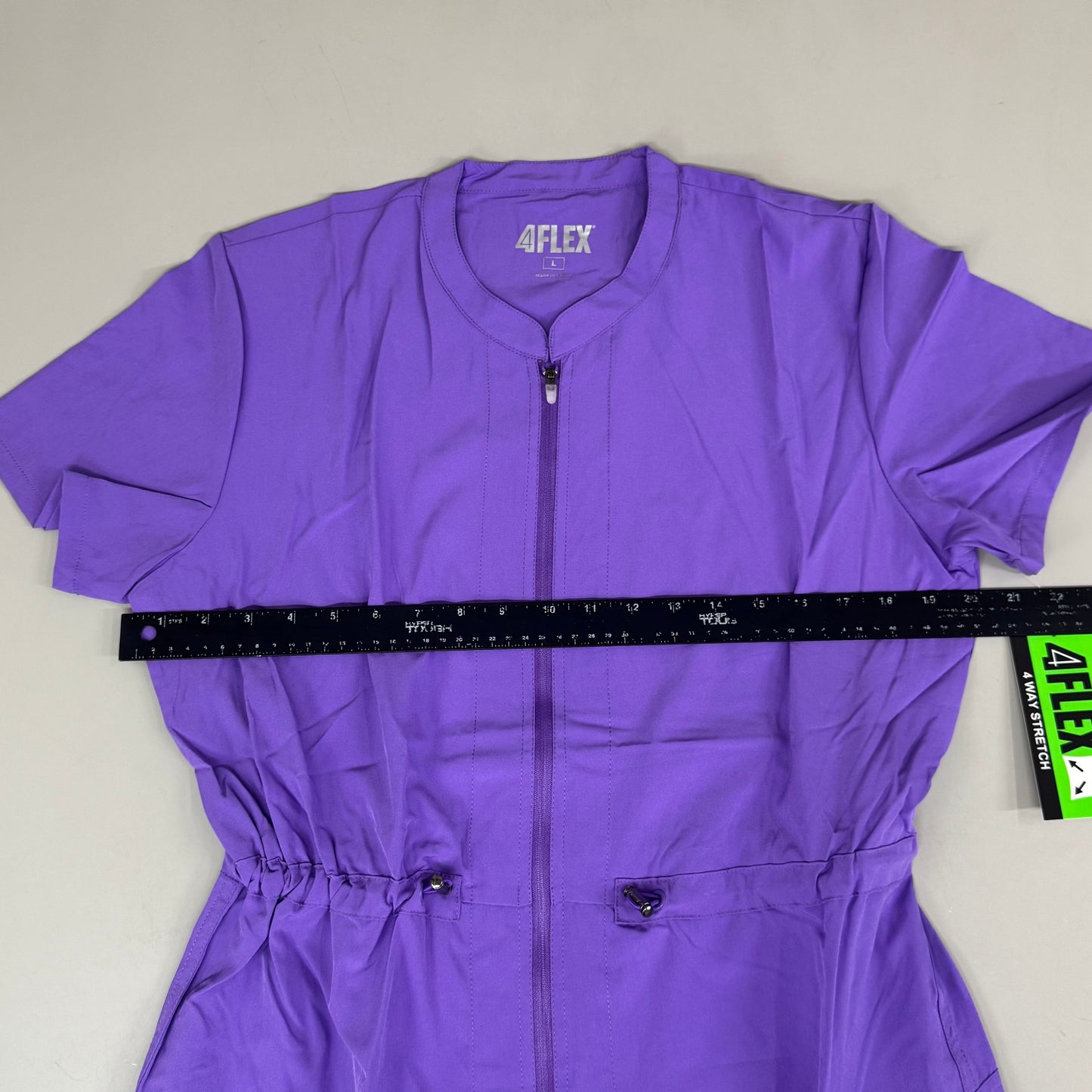 GREEN TOWN 4 Flex Scrubs Jumpsuit Cinch In Waist Women's Sz L Ultra Violet GFX-023AST