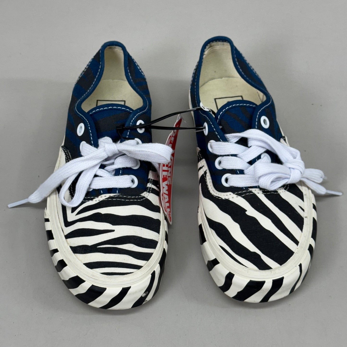 VANS Animal Classic Zebra Slip-On Sneakers Women's Sz 5.5 Men's 4.0 Blue/Black