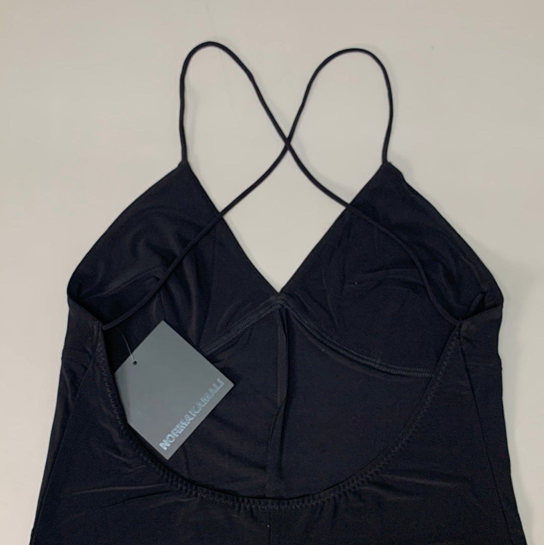 NORMA KAMALI Low Back Slip Jumpsuit Sz L/40 Black KK329JPL137001 (New)