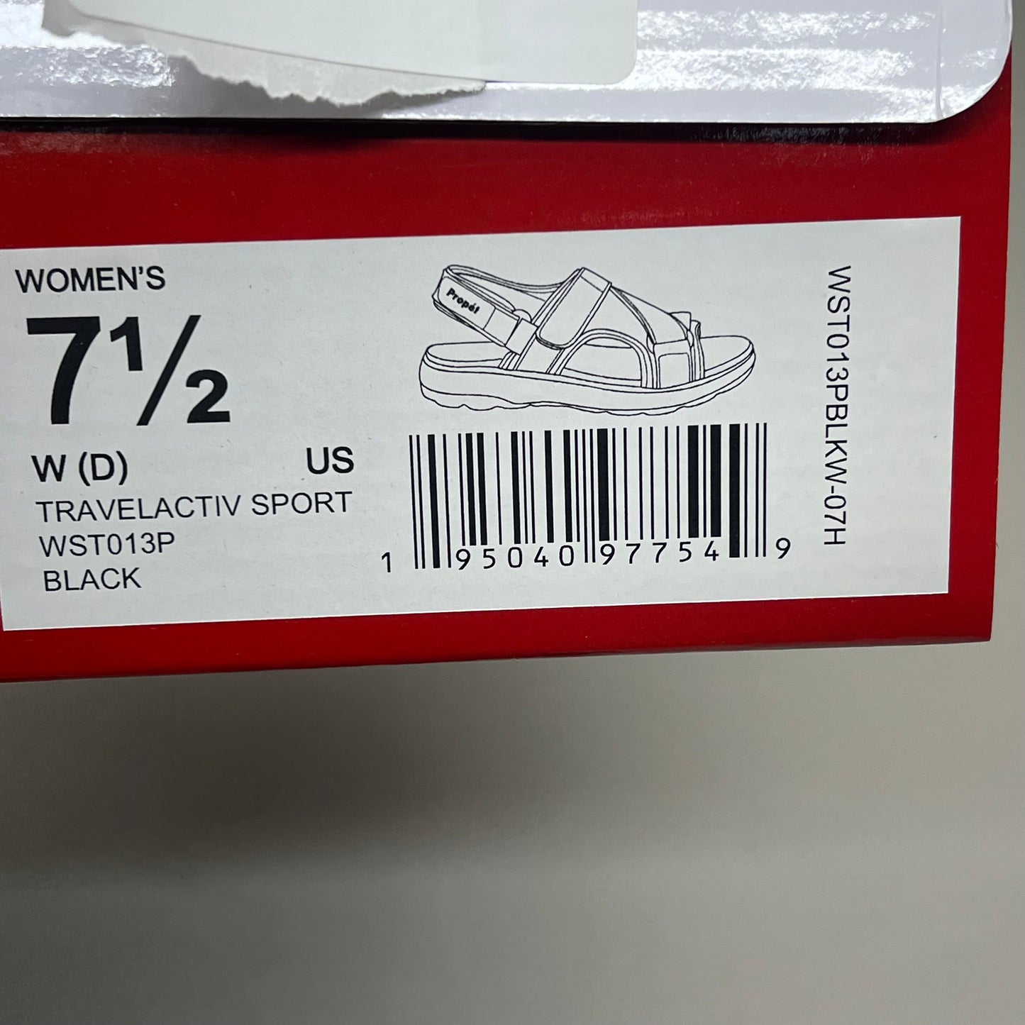 PROPET Travel Activ Sport Sandal Lightweight Women's Sz 7.5 W(D) Black As-is WST013P