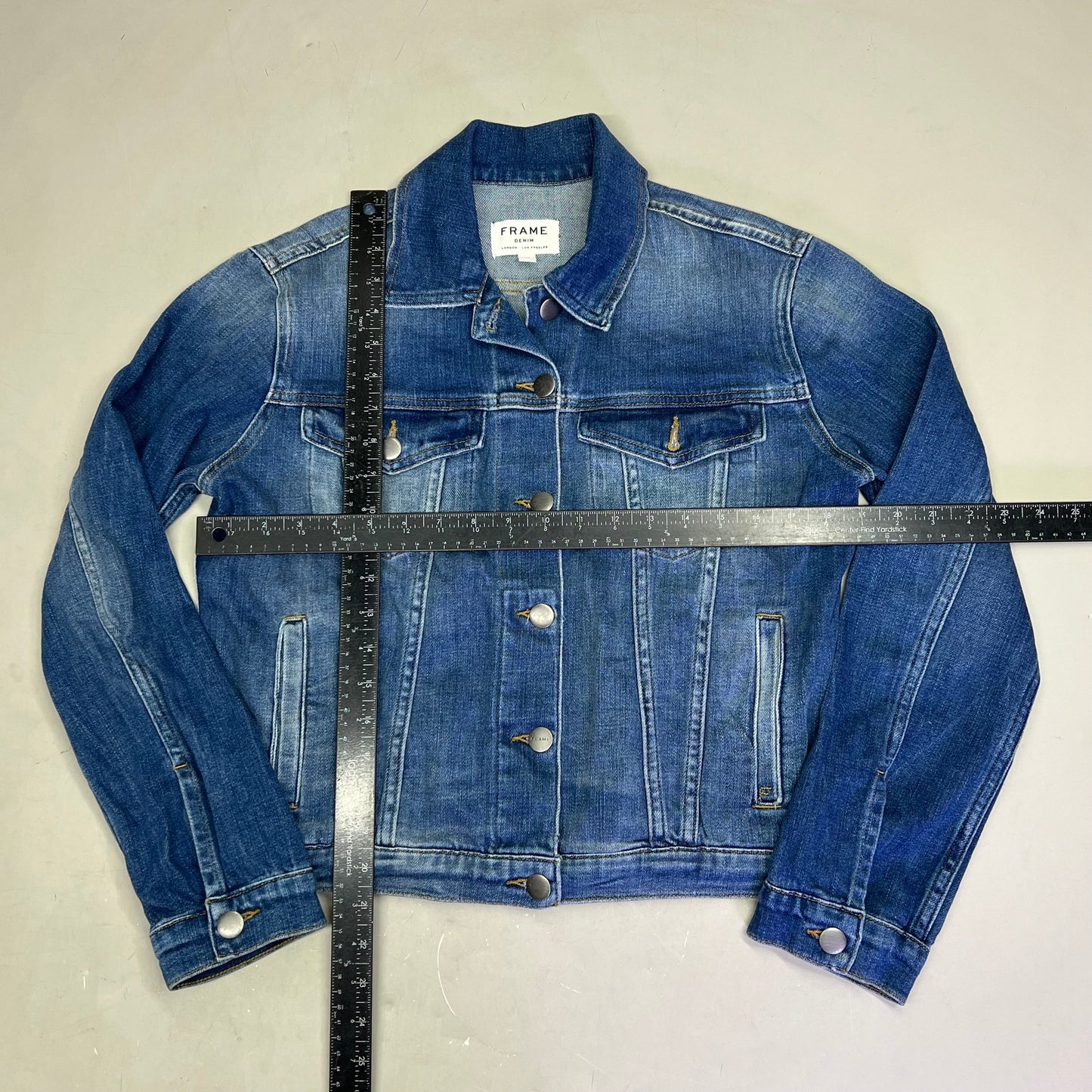 FRAME DENIM Button Cuffs Soft Jacket Women's Sz M Medium Blue Wash