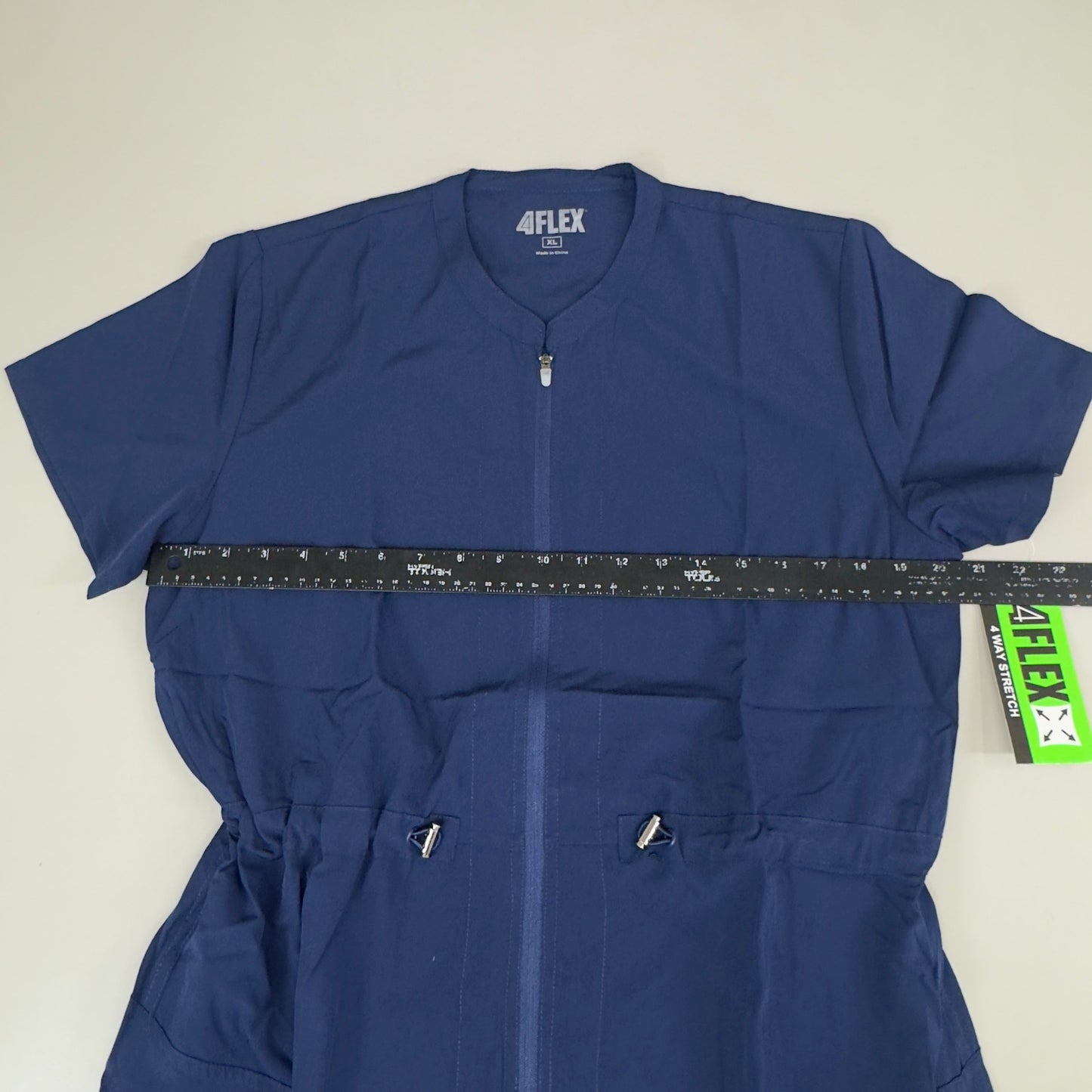 GREEN TOWN 4 Flex Scrubs Jumpsuit Cinch In Waist Women's Sz XL Indigo GFX-023AST
