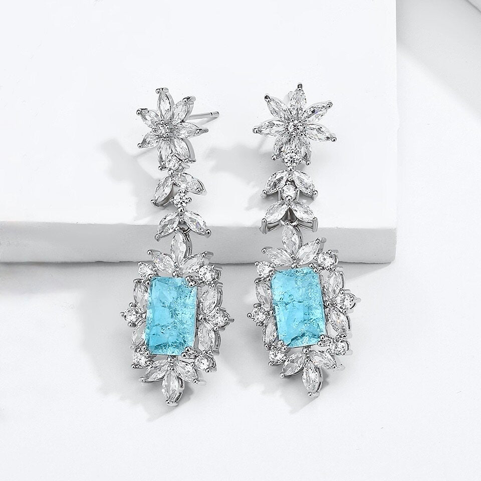 Alondra - Aqua Blue Cubic Zirconia Bridal Earrings