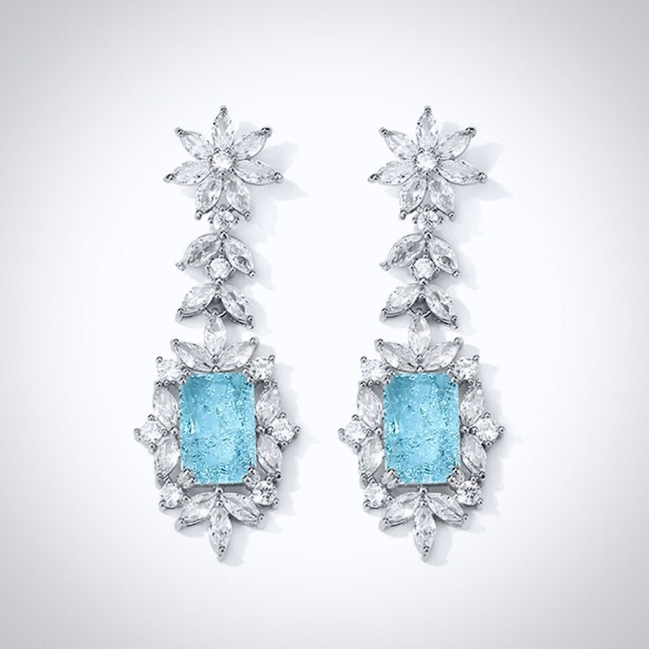 Alondra - Aqua Blue Cubic Zirconia Bridal Earrings