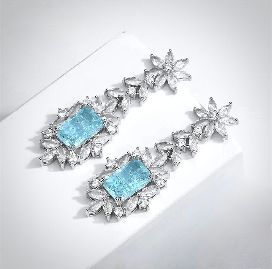 Alondra - Aqua Blue Cubic Zirconia Bridal Earrings