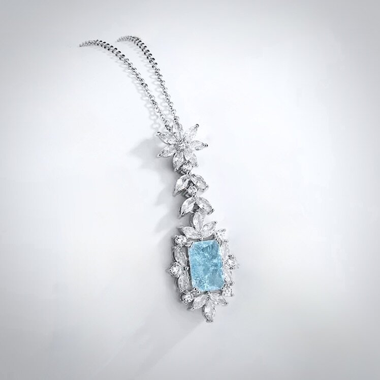 Indra - Aqua Blue Cubic Zirconia Bridal Necklace