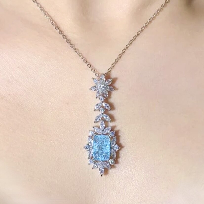 Indra - Aqua Blue Cubic Zirconia Bridal Necklace