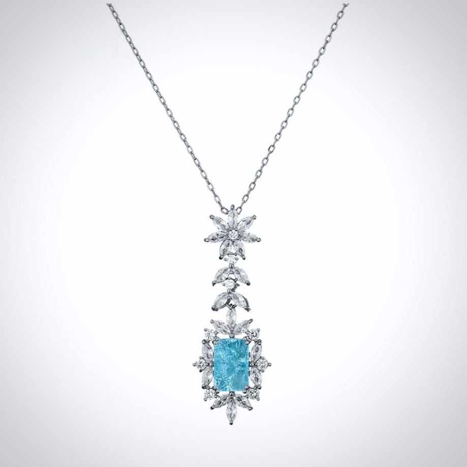 Indra - Aqua Blue Cubic Zirconia Bridal Necklace