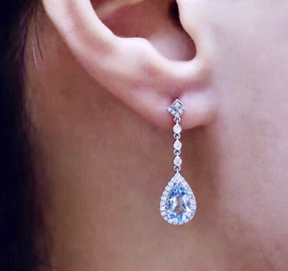 Isela - Aqua Blue Art Deco Bridal Jewelry Set