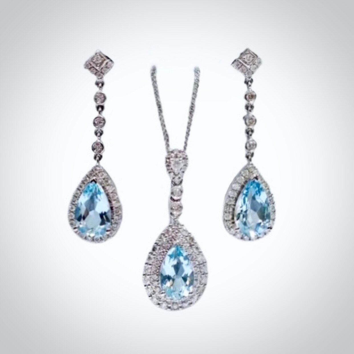 Isela - Aqua Blue Art Deco Bridal Jewelry Set