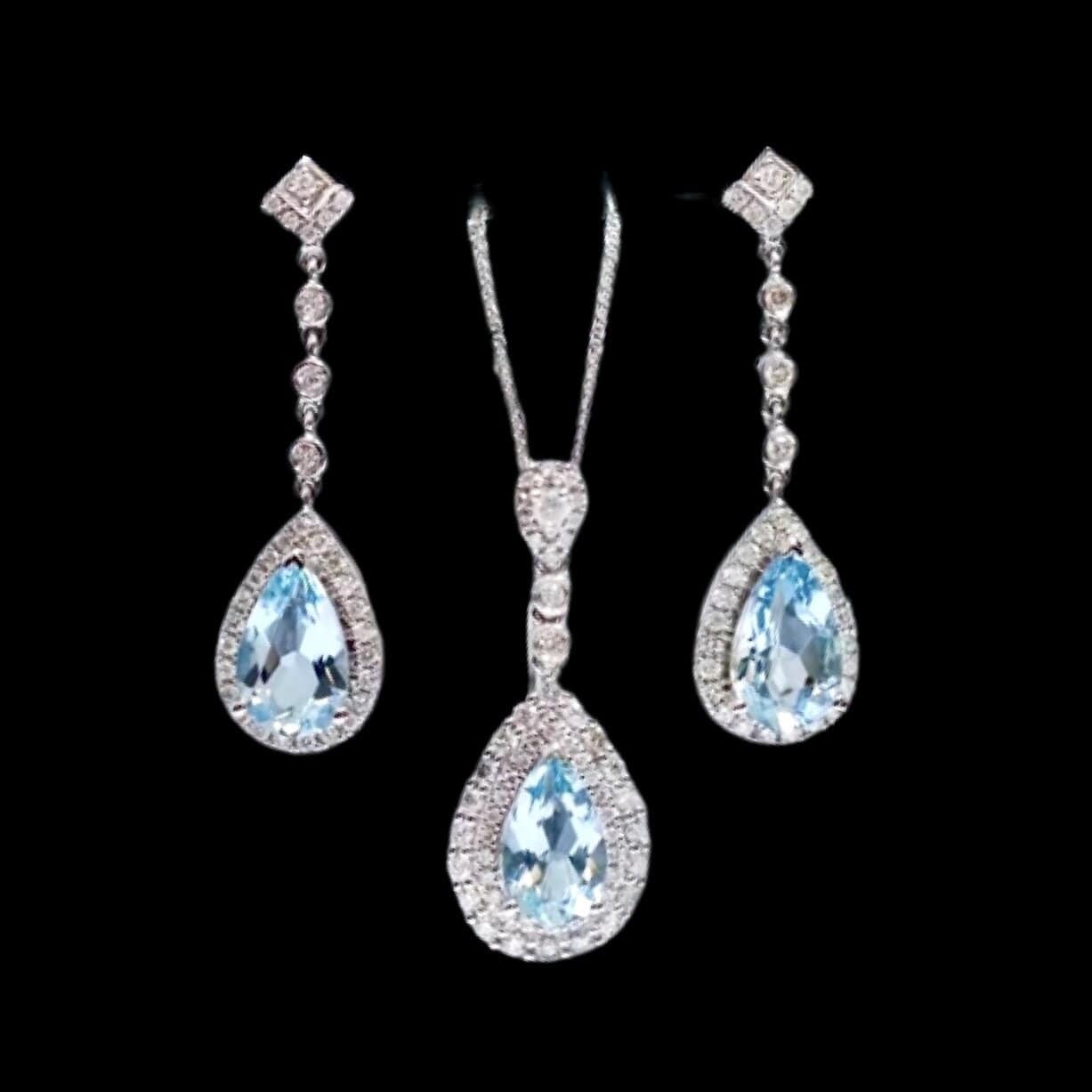 Isela - Aqua Blue Art Deco Bridal Jewelry Set