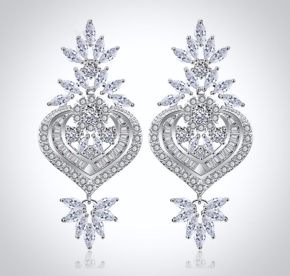 Narissa - Art Deco CZ Bridal Earrings - Available in Silver, Rose Gold and Yellow Gold