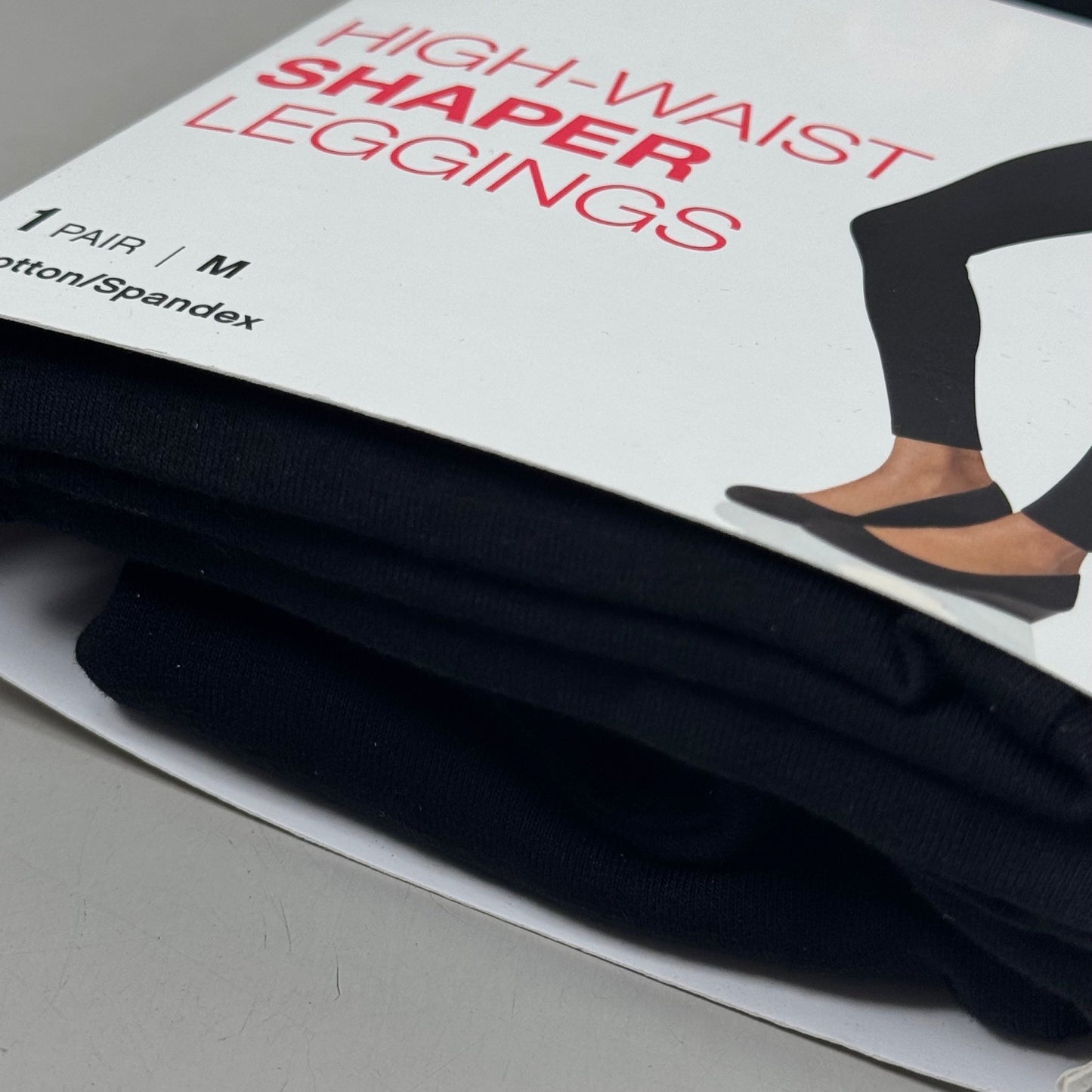 HANES (2 PACK) High Waist Shaper Leggings Cotton/Spandex Womens Sz M Black 441867