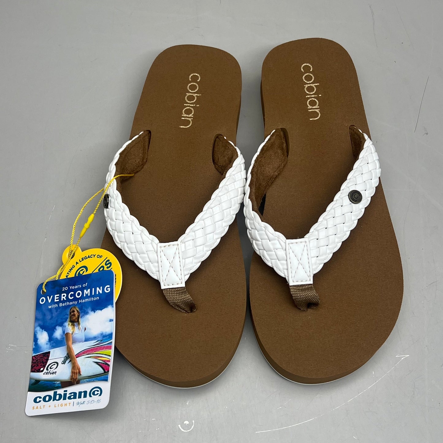 COBIAN Braided Bounce Synthetic Leather Sandals Women's Sz 6 EU 35.5 White BRB10-100-6