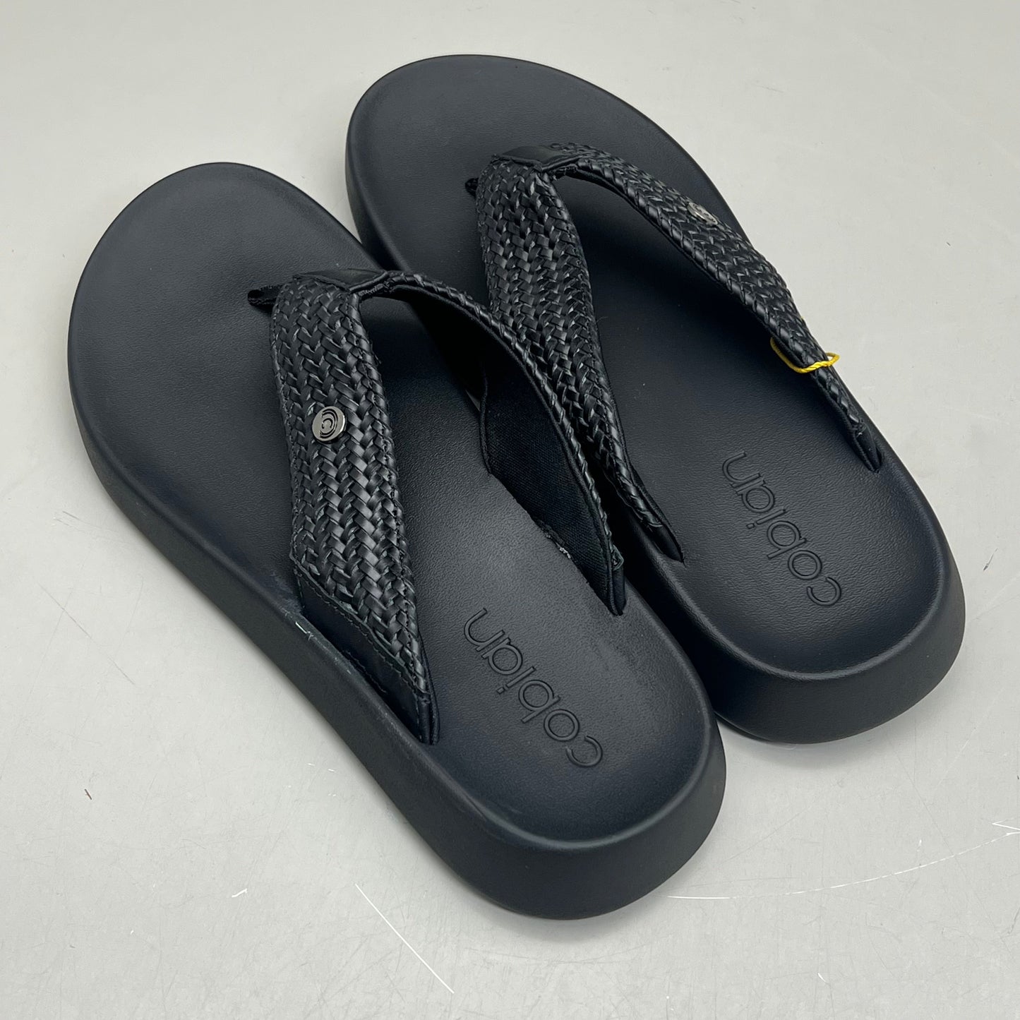 COBIAN Palmilla Braided Synthetic Leather Strap Sandals Women's Sz 7 EU 37 Black PAL25-001-07
