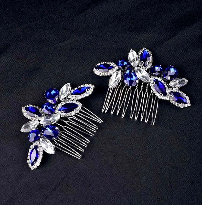 "Sian" - Blue Crystal Bridal Hair Comb