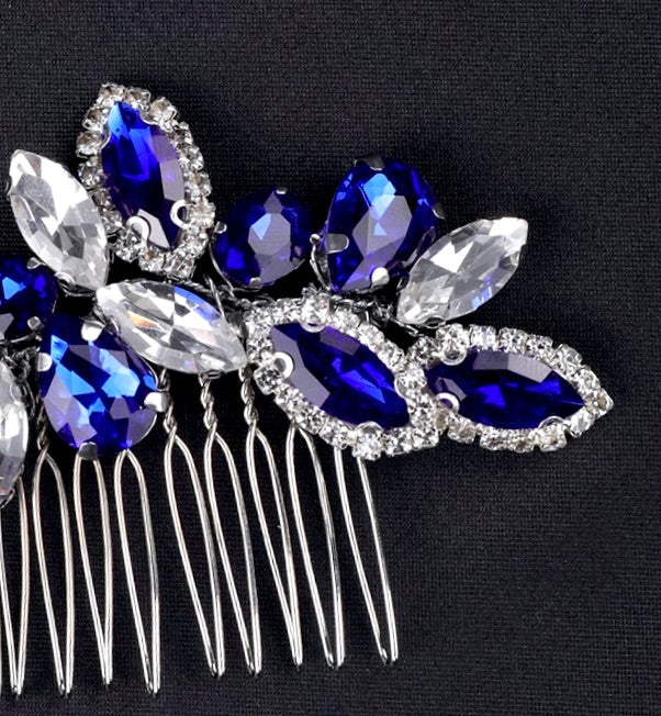 "Sian" - Blue Crystal Bridal Hair Comb