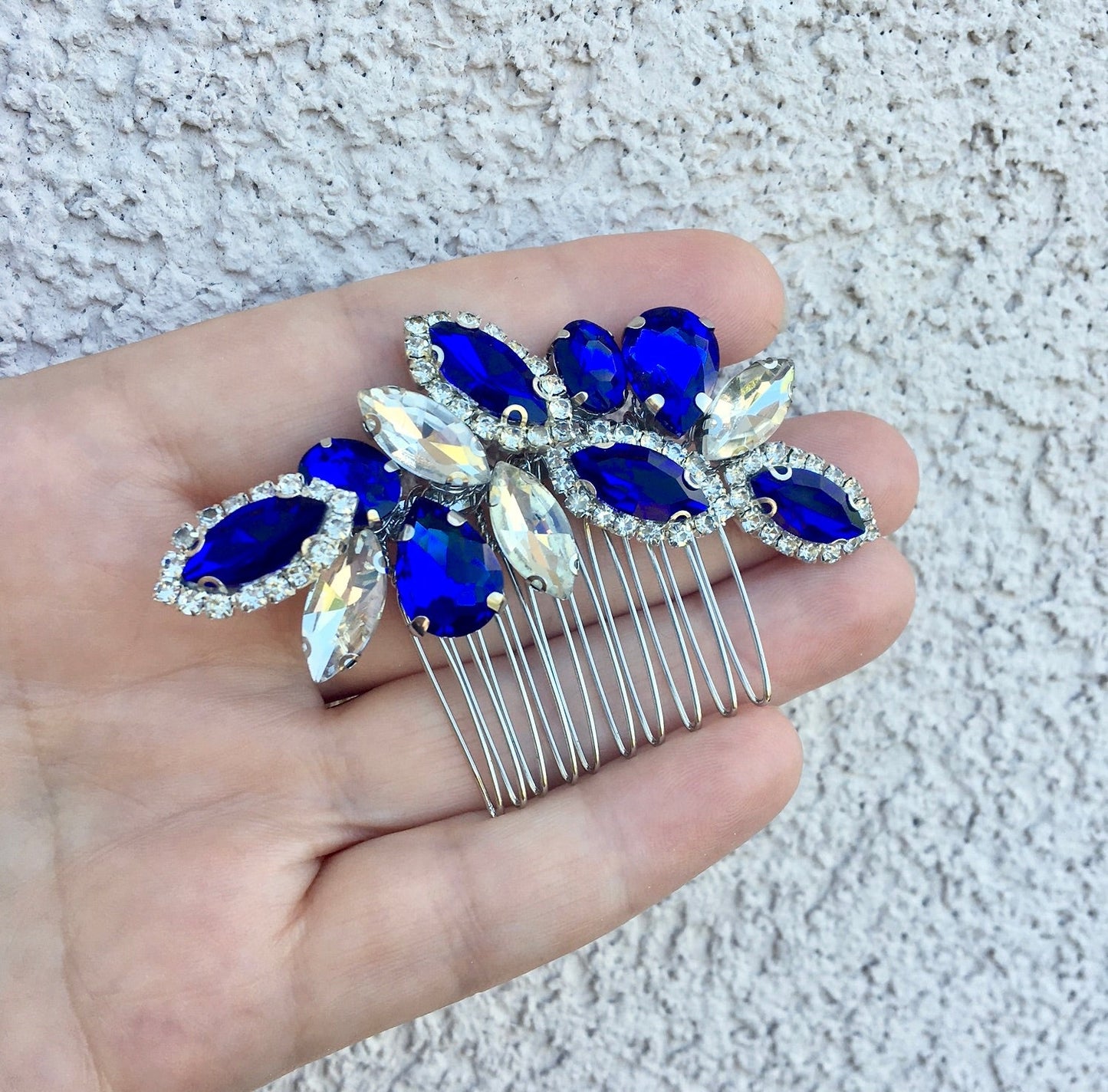 "Sian" - Blue Crystal Bridal Hair Comb