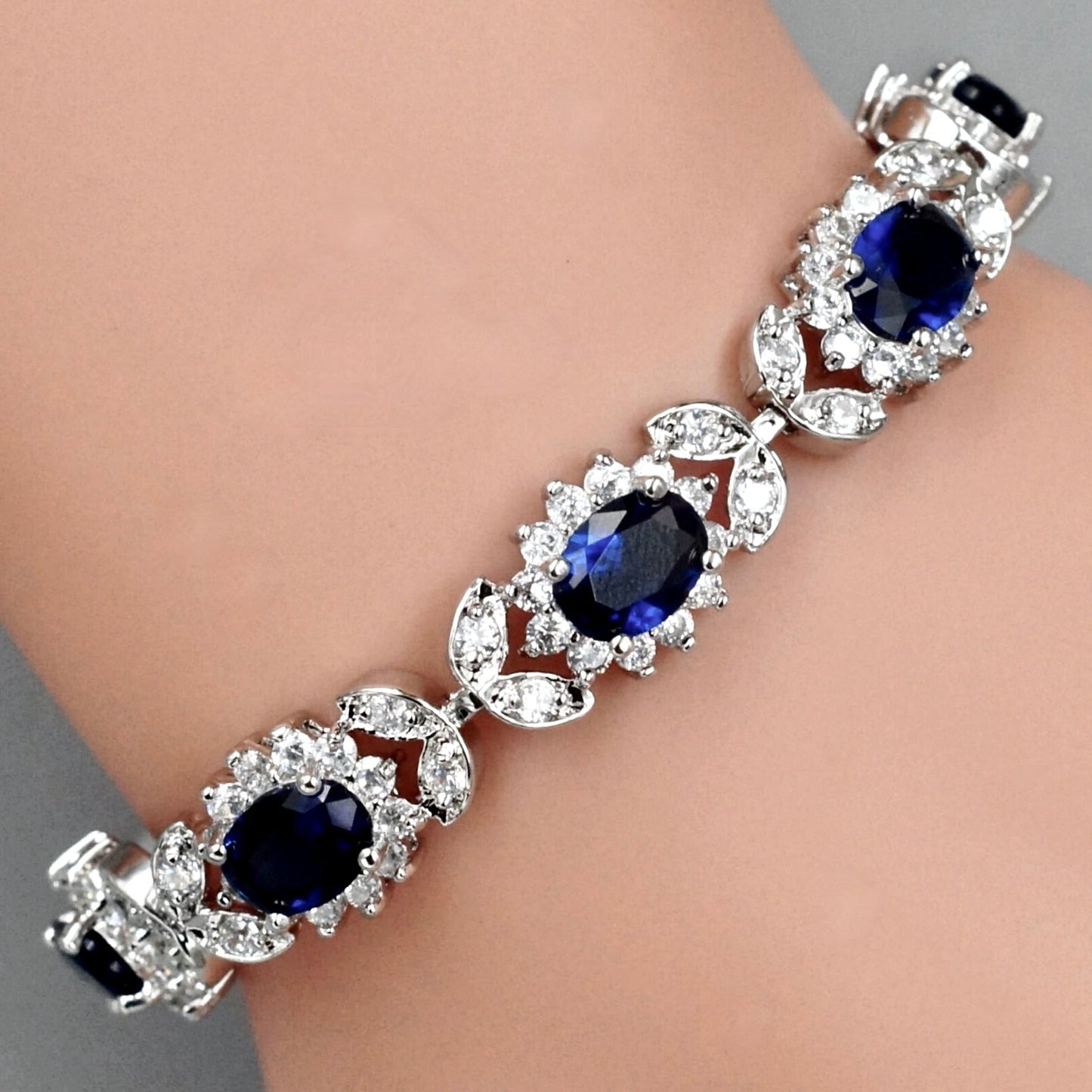 Eleanor - Blue Cubic Zirconia Bridal Bracelet