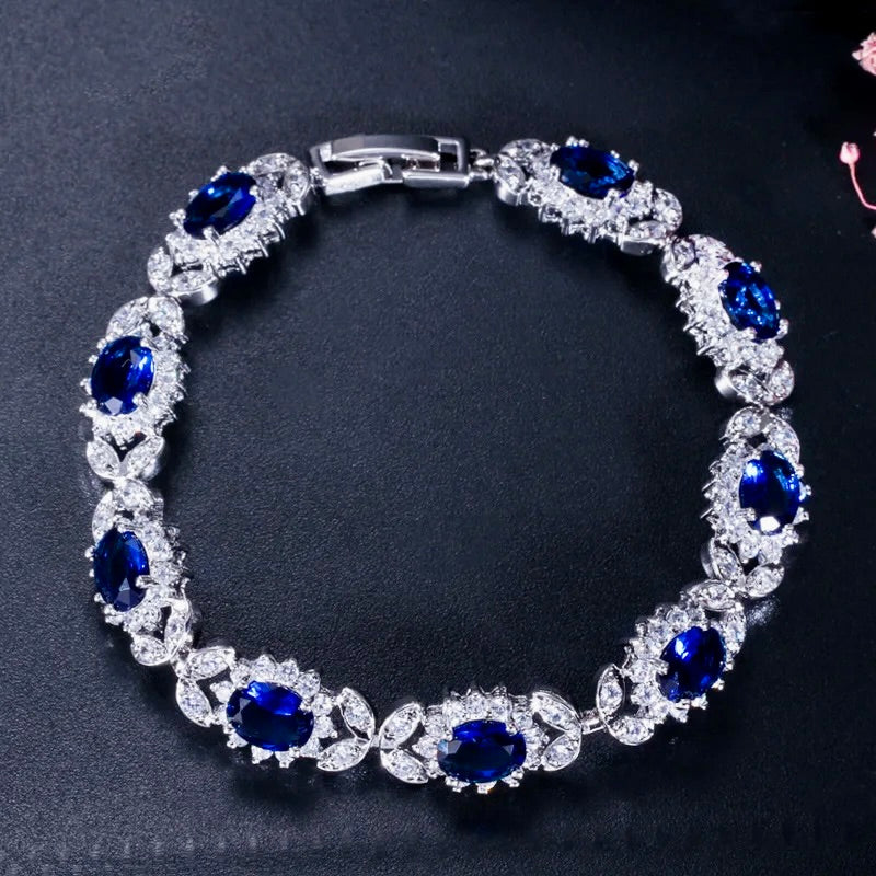 Eleanor - Blue Cubic Zirconia Bridal Bracelet